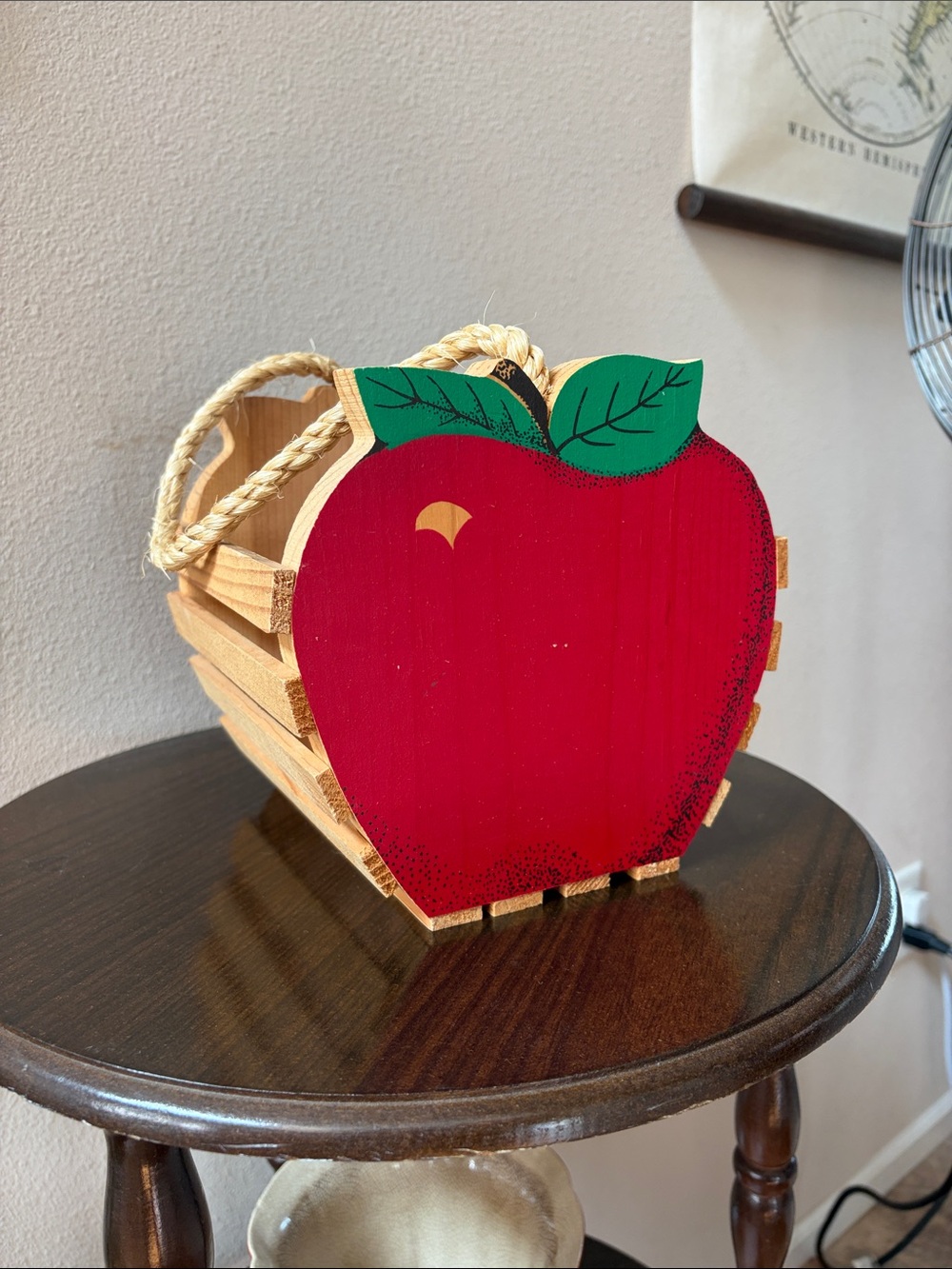 Red Apple Wooden Crate Decorative Basket - Home Accents